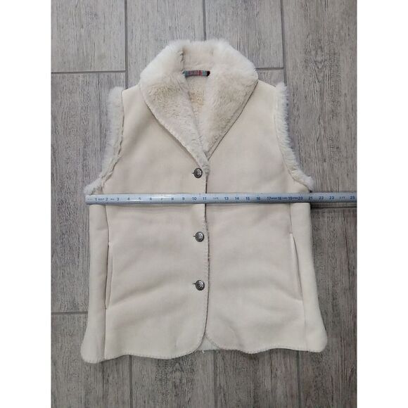 Vintage Andrea Faye Vest Womens Large Tan Vegan Faux Fur Made in USA - Picture 3 of 10